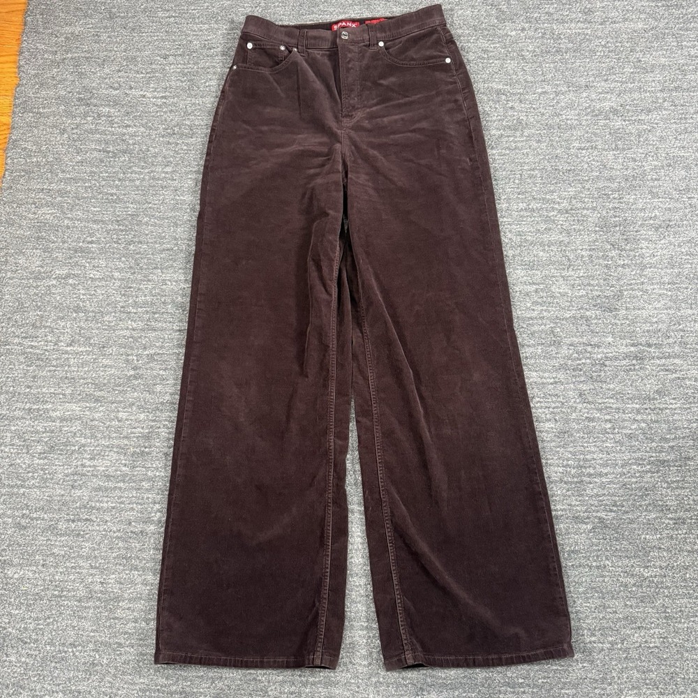Spanx Corduroy Pants Women Large Tall Brown 30X33 Wide Leg High Rise Retro 70s